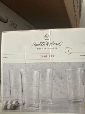 Hearth & Hand Clear Glass Tumblers - Set of 4 NIB